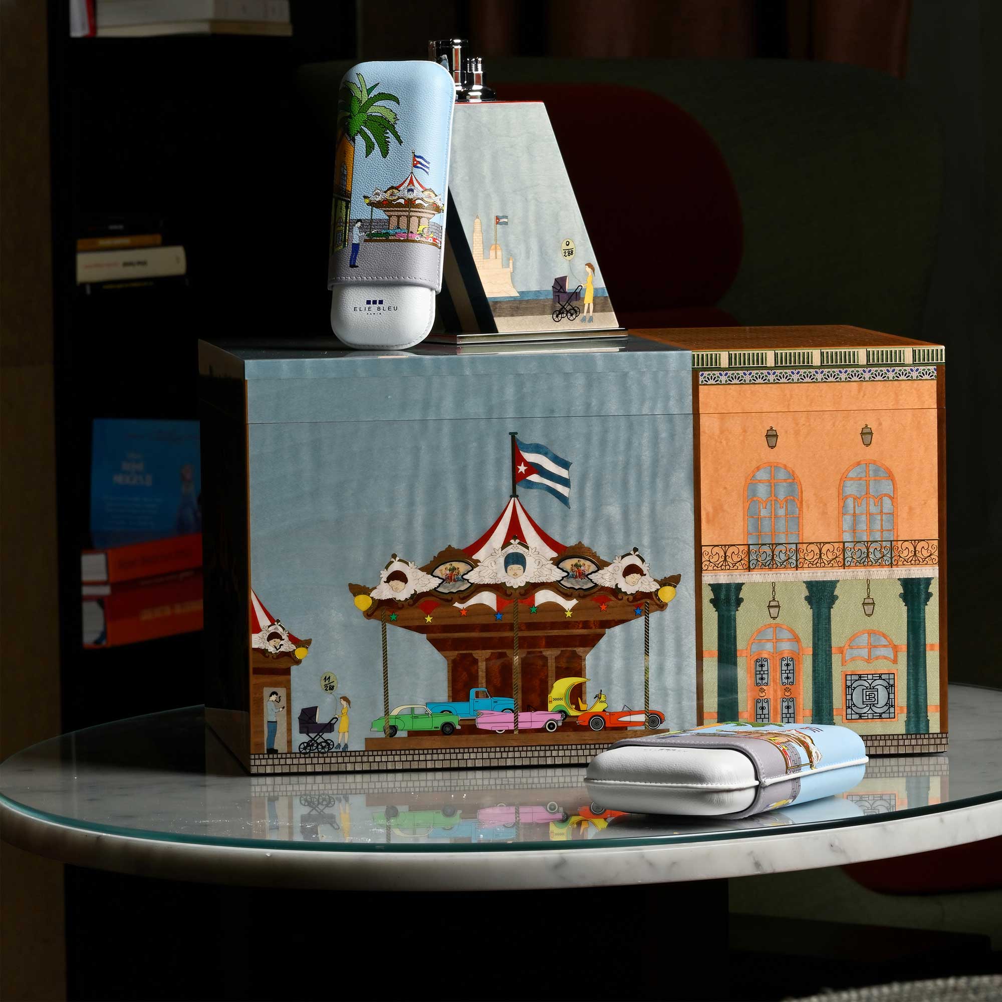 Elie Bleu Casa Cubana Carousel bordlighter stor trippelflamme