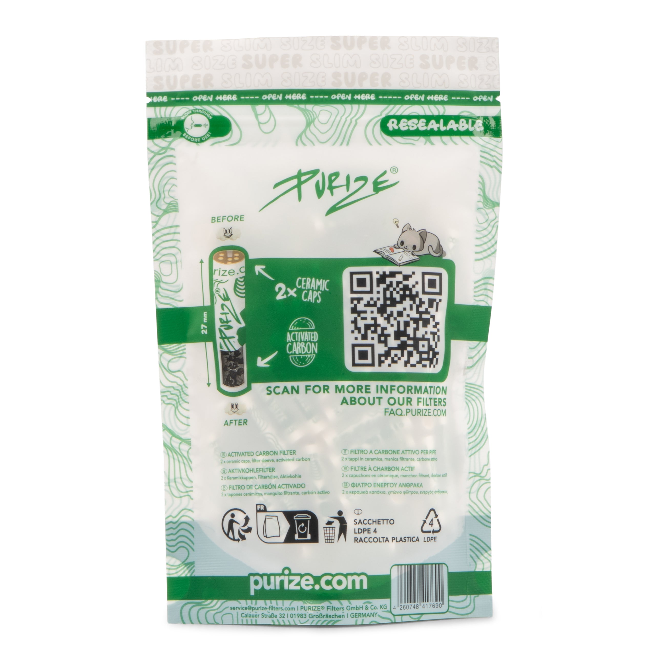Purize Super Slim Size kullfilter 111 stk 5,5 mm hvit