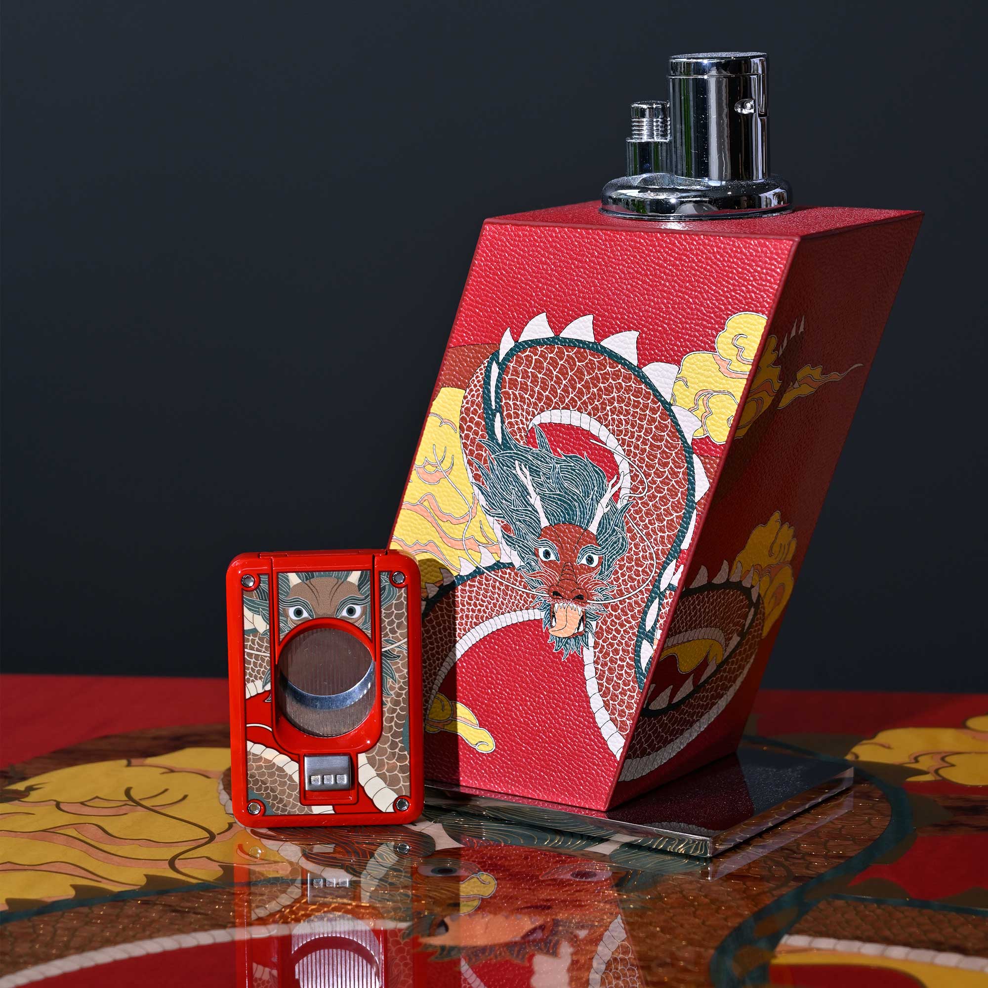 Elie Bleu Dragon bordlighter stor trippelflamme