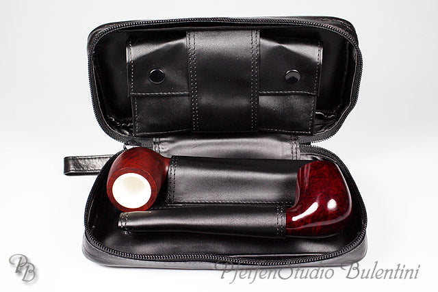 Bulentini Viking 02 pipetaske skinn 2 piper svart