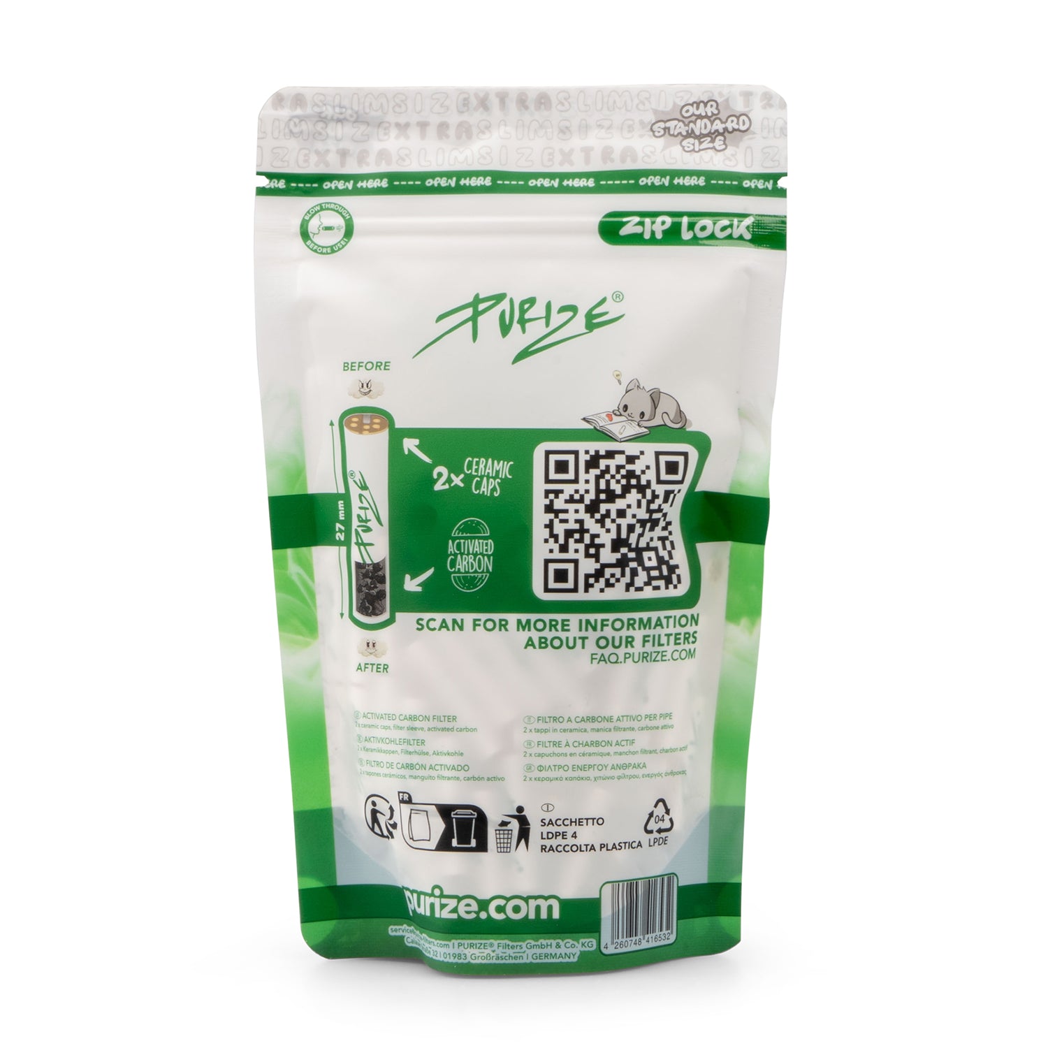 Purize Xtra Slim kullfilter 6 mm 100 stk keramikk