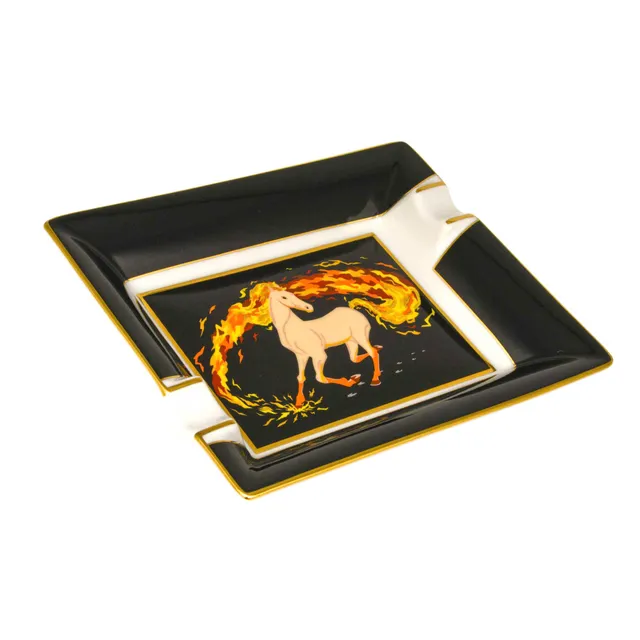 Elie Bleu Fire Horse askebeger porselen håndmalt