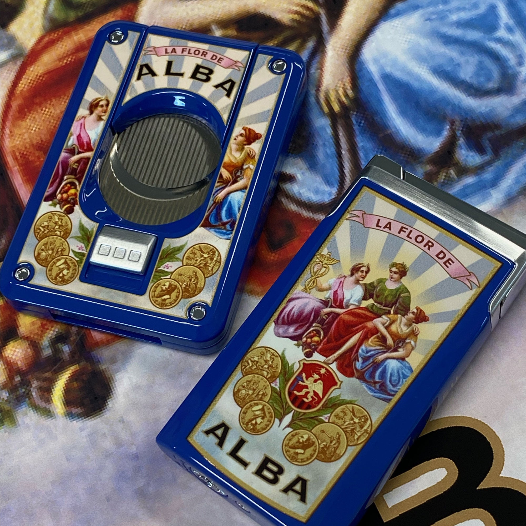 Elie Bleu Flor de Alba sigarkutter dobbeltblad lakkert
