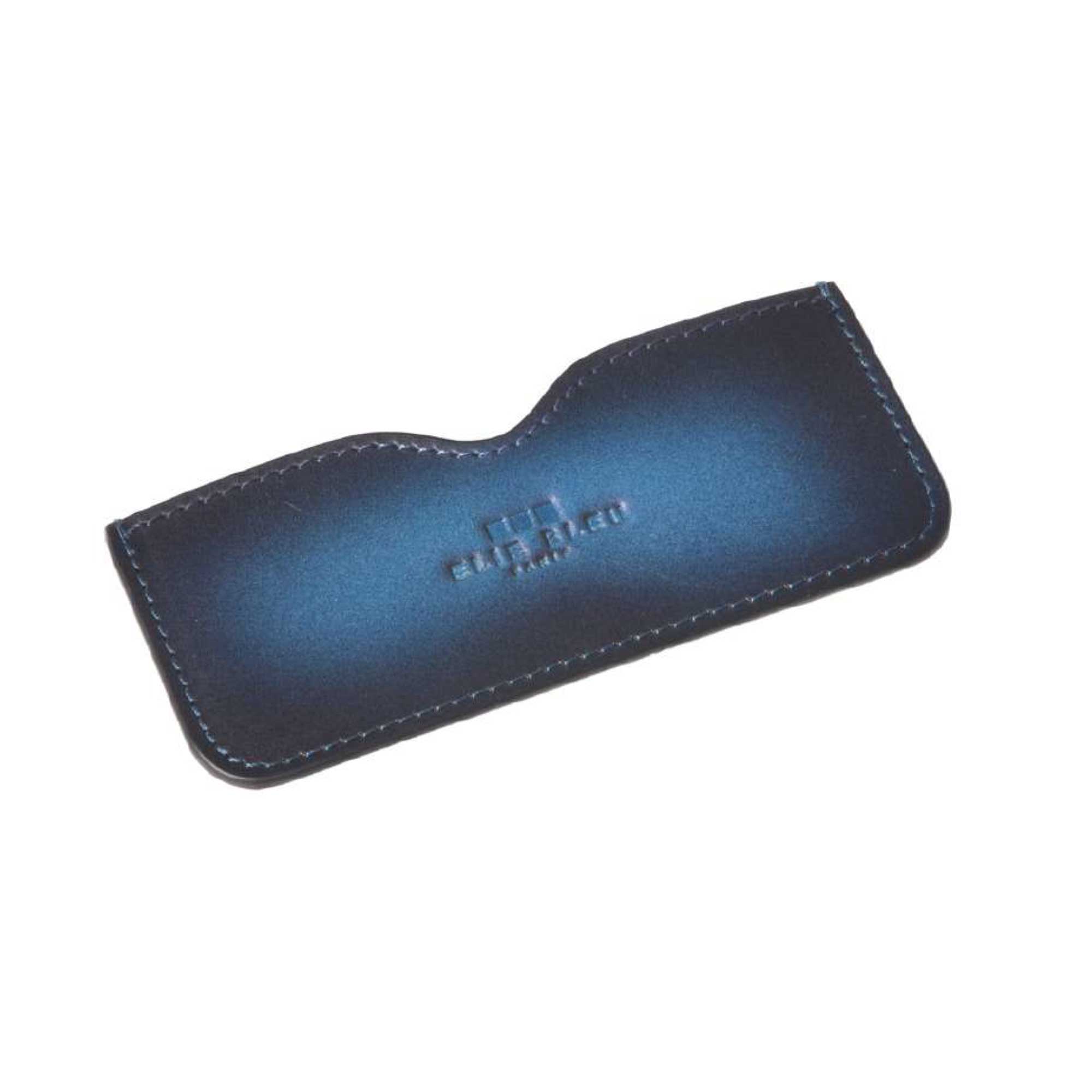 Elie Bleu dobbeltbladet sigarkutter etui blå patinert lær