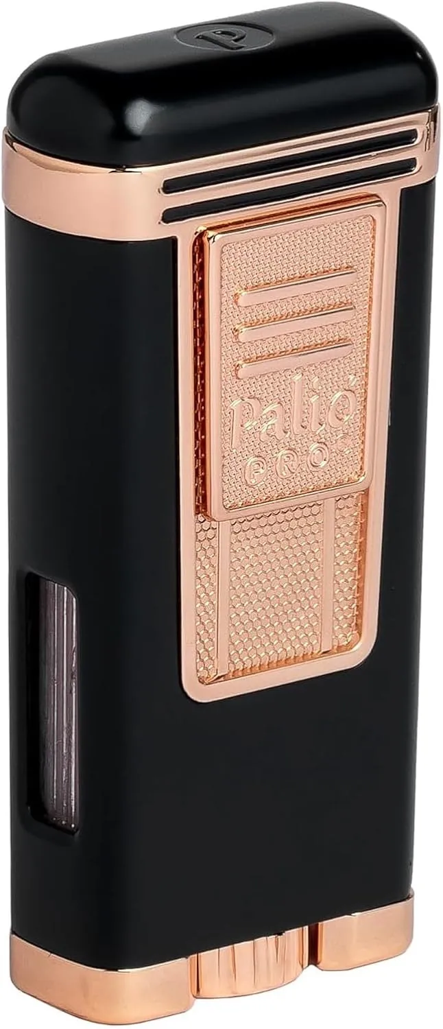 Palió PRO Polaris sigarlighter triple-jet svart/rosegull vindfast