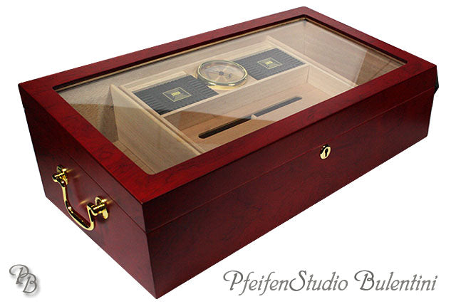 Bulentini humidor glasstopp stor sigarhumidor mahogni