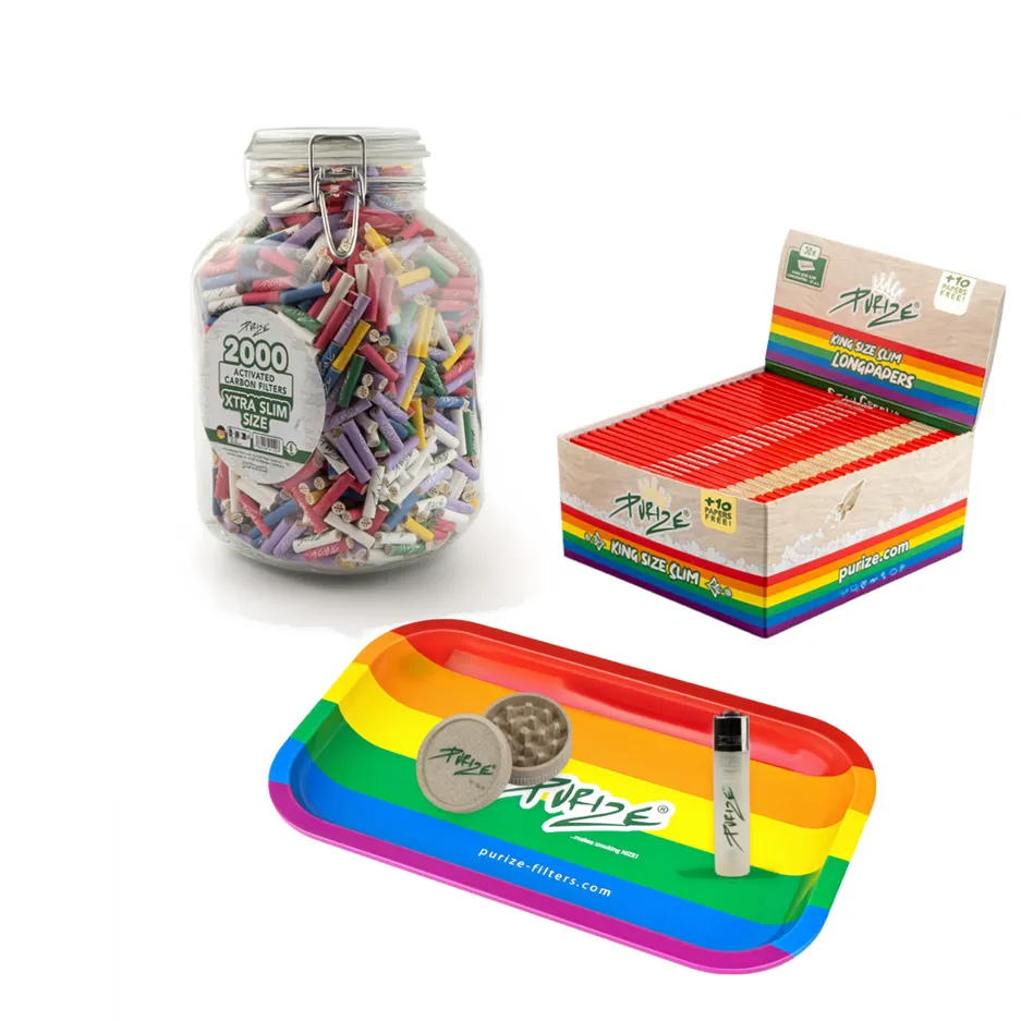Purize XTRA Slim kullfilter Rainbow 2000 stk bundlesett