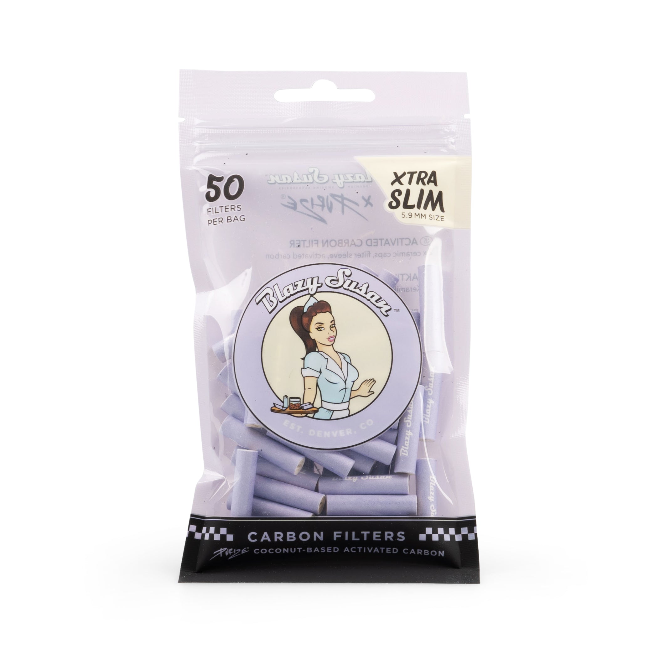 Purize XTRA Slim kullfilter rosa 50 stk 6 mm