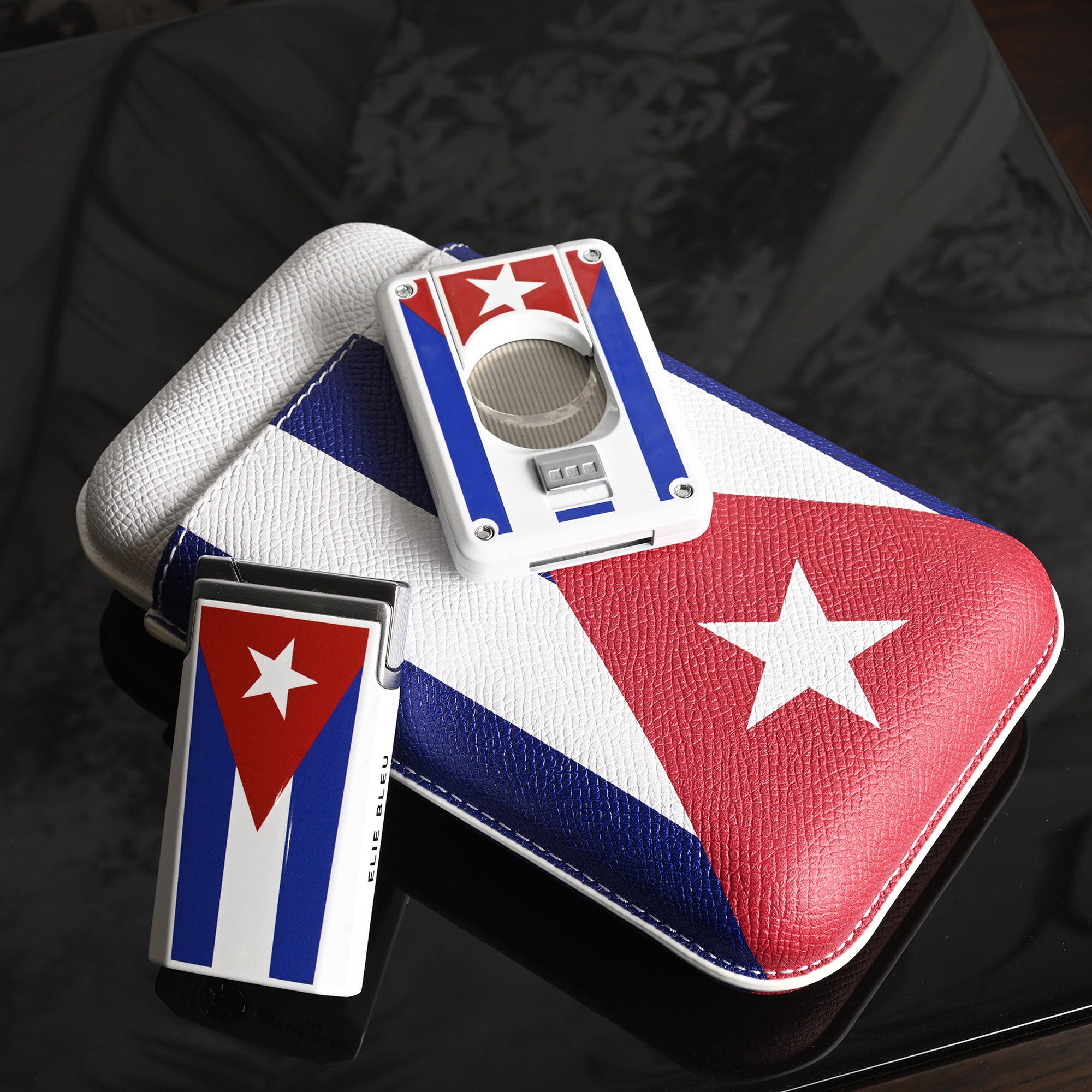 Elie Bleu sigarkutter dobbel Cuban Flag