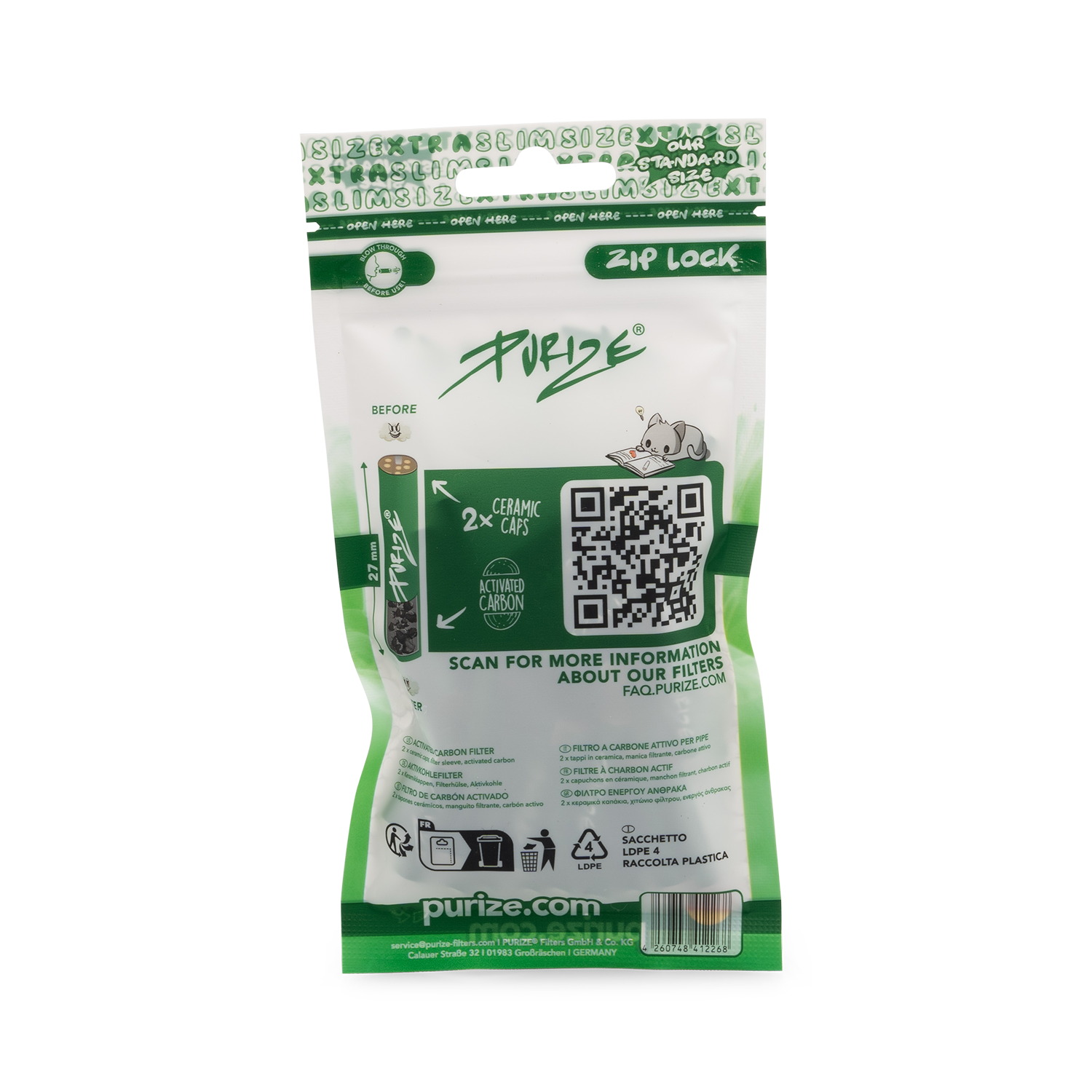 Purize XTRA Slim Size aktivkullfilter 6 mm 50 stk pose