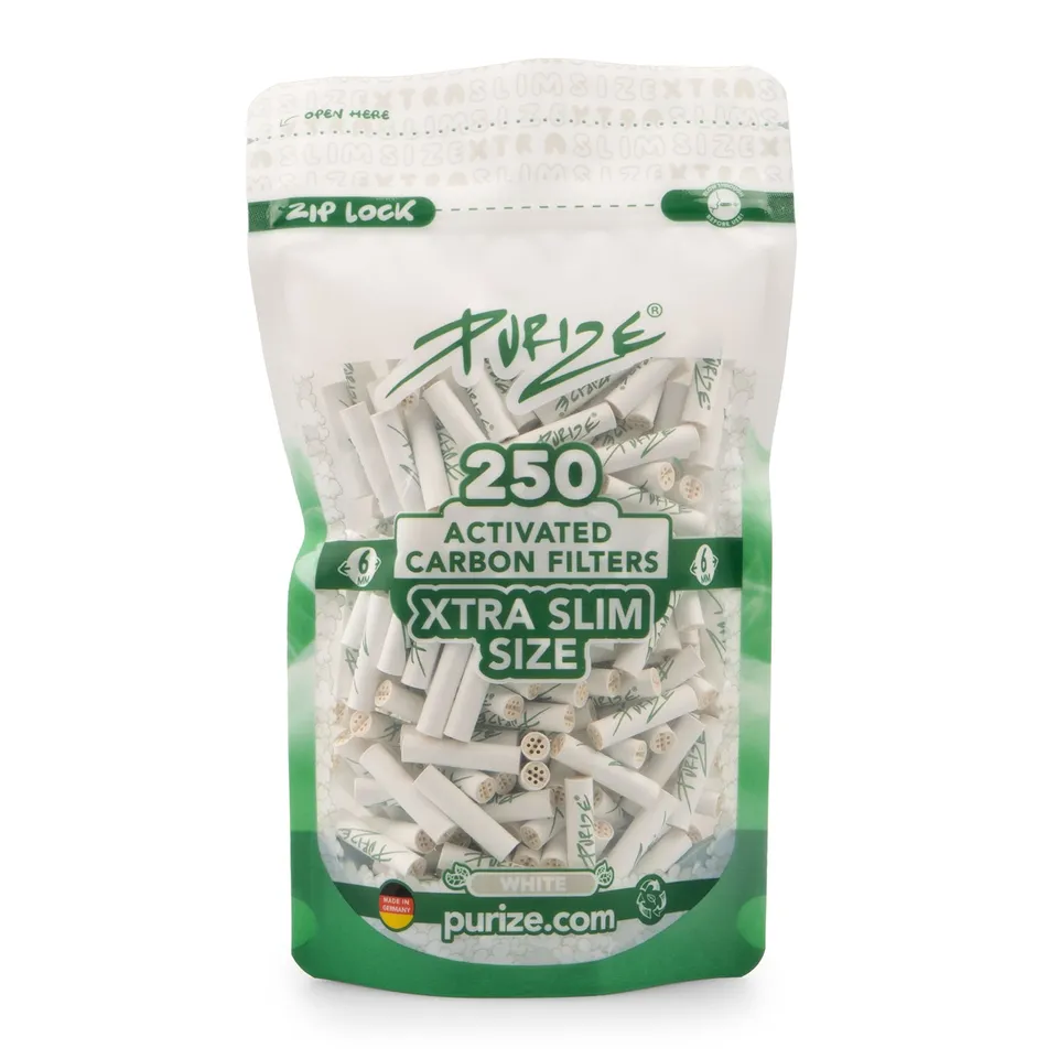 Purize XTRA Slim kullfilter 6 mm blå 250 stk kokoskull