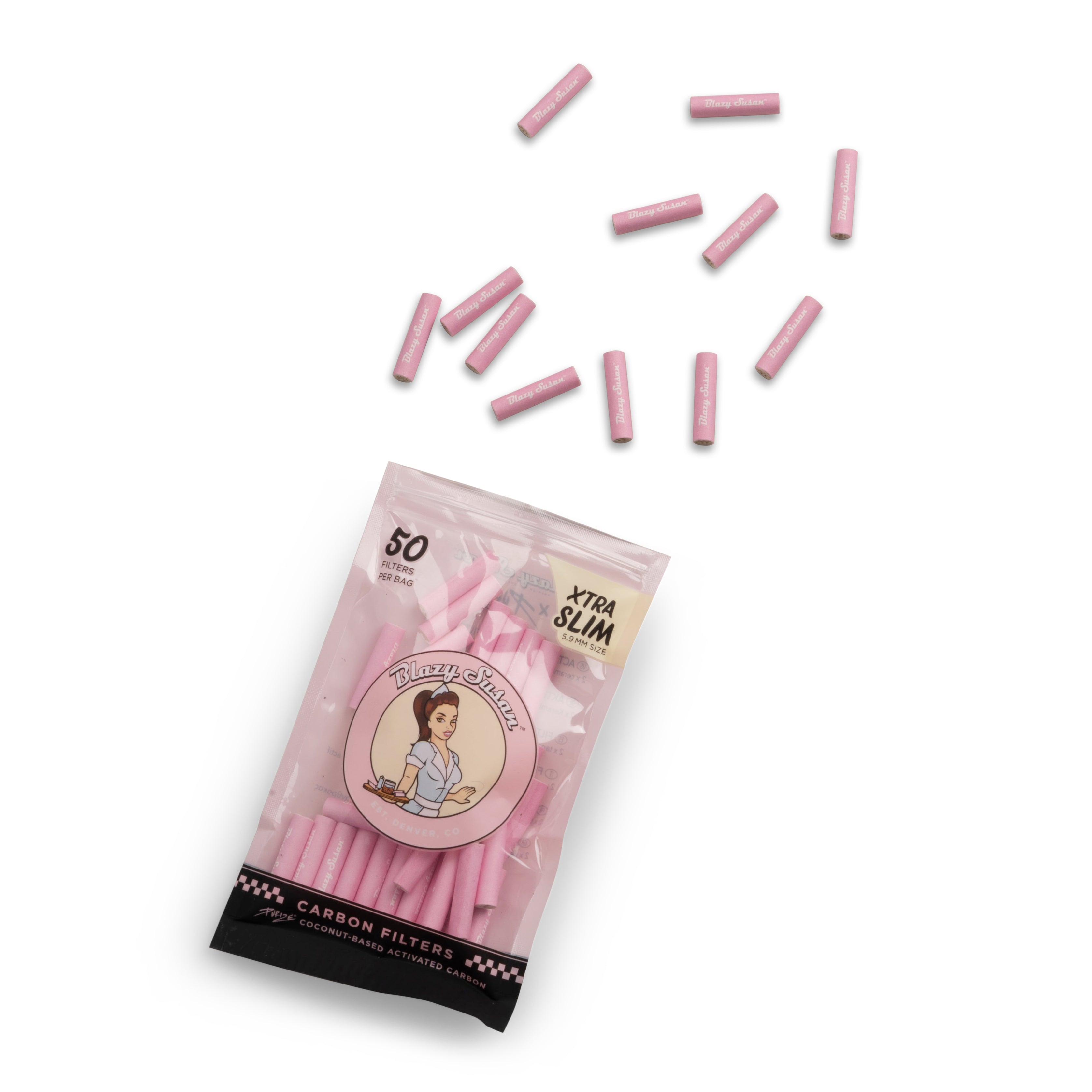 Purize XTRA Slim kullfilter rosa 50 stk 6 mm