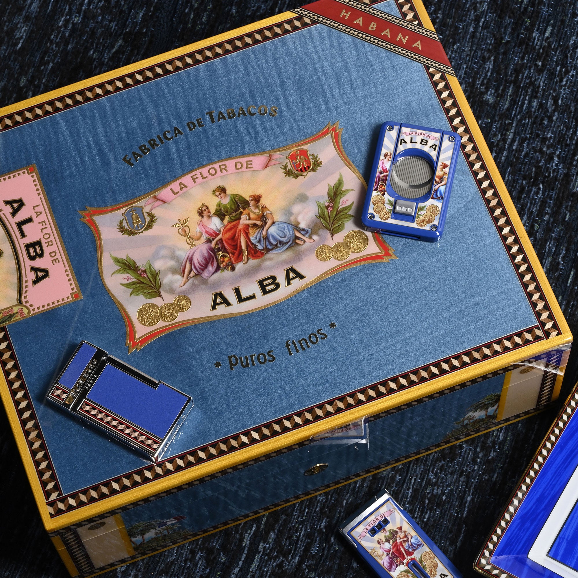 Elie Bleu Flor de Alba sigarkutter dobbeltblad lakkert
