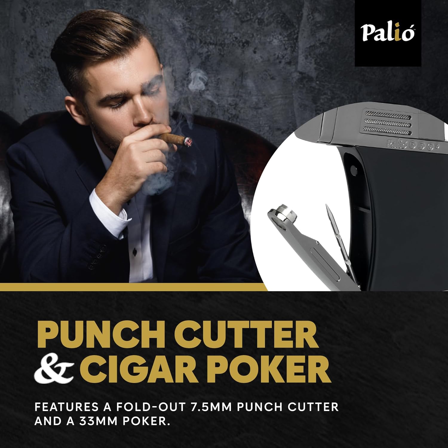 Palió PRO Scorpius sigarlighter svart single-jet med punch