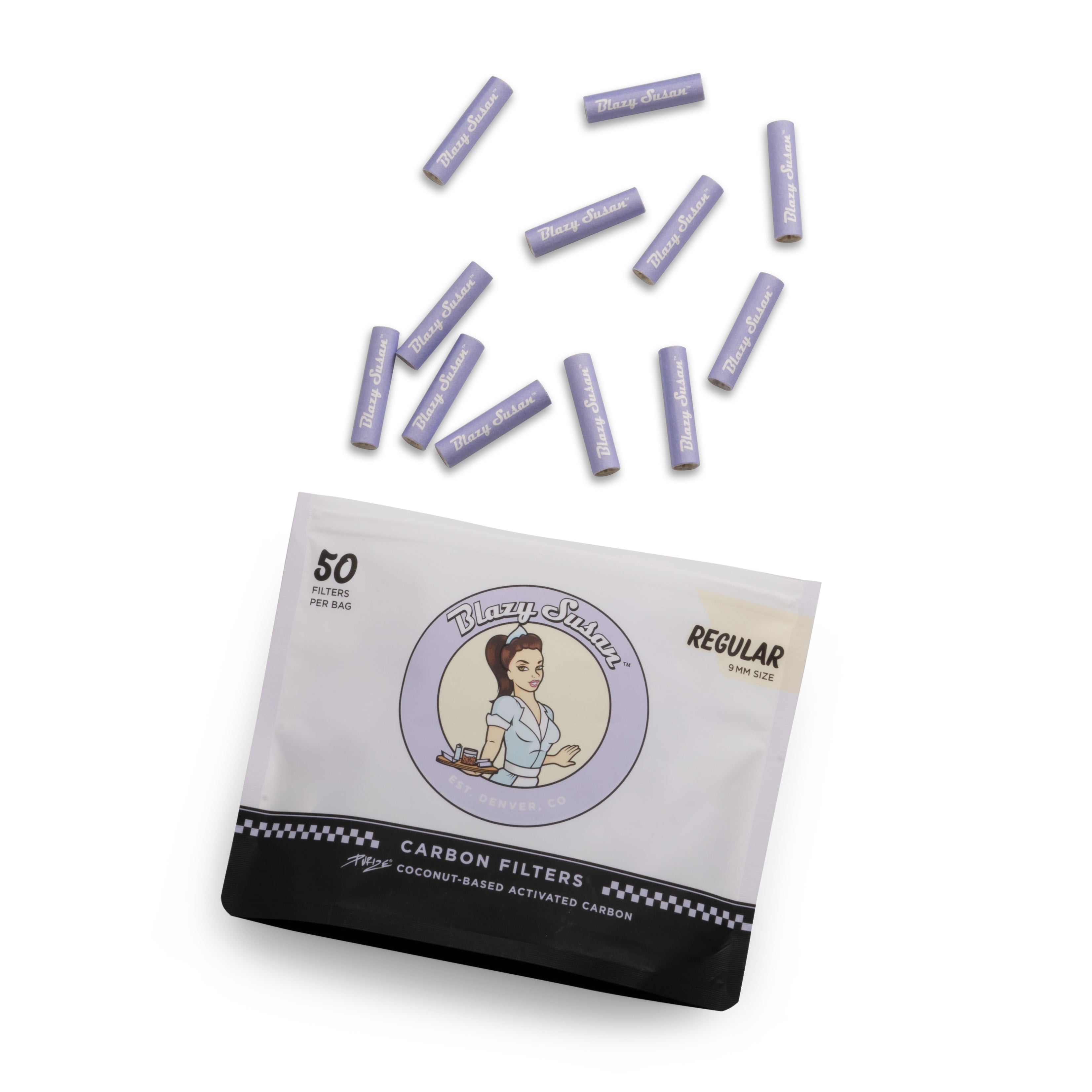 Purize Regular Size Blazy Susan aktivkullfilter 50 stk lilla 9 mm
