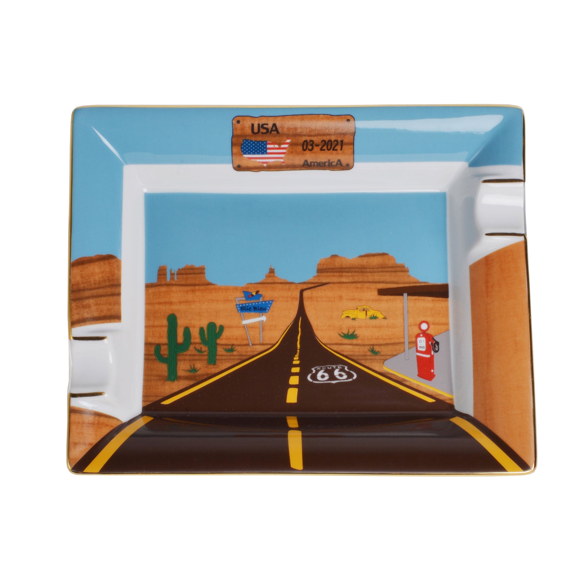 Elie Bleu Route 66 sigaraskebeger porselen klassisk