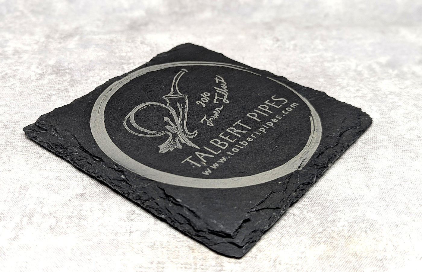 Talbert Black Slate coaster skifer gravert