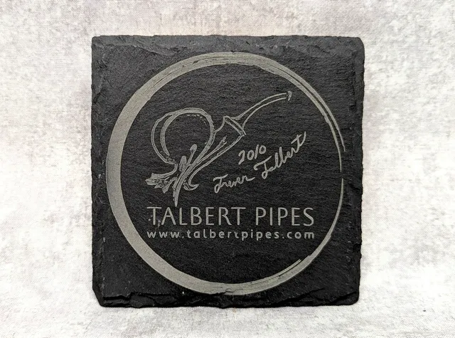 Talbert Black Slate coaster skifer gravert