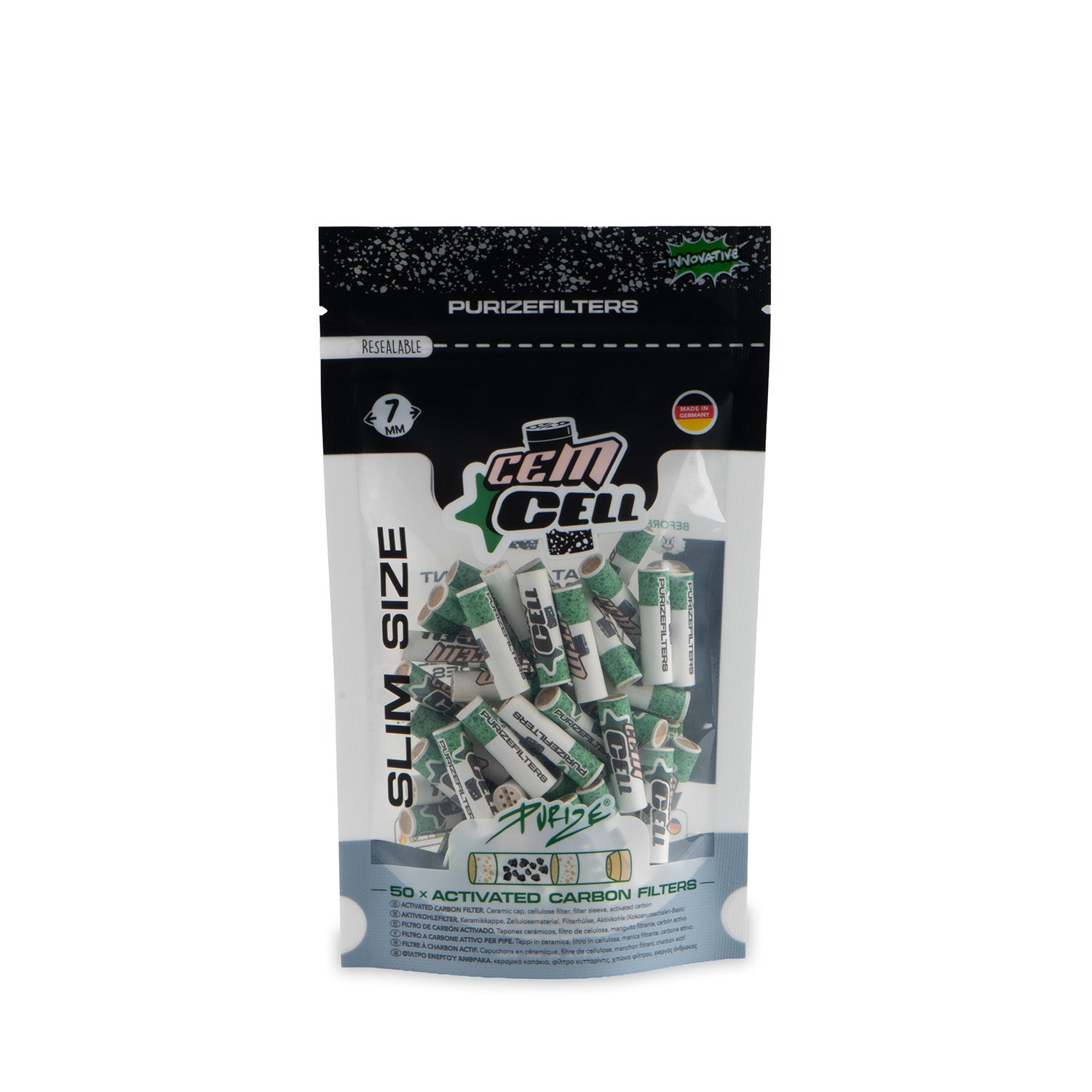 Purize Cemcell Slim kullfilter 7 mm 50 stk plastfri