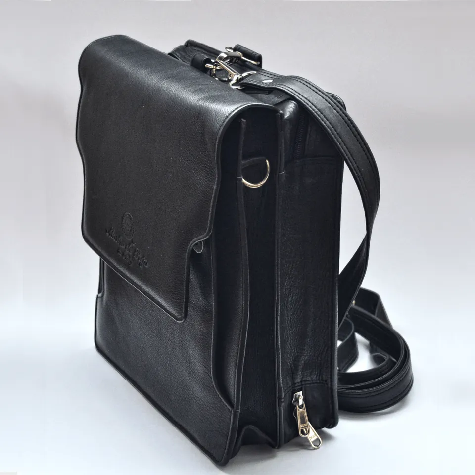 Mastro de Paja pipesekk skinn svart 7 piper