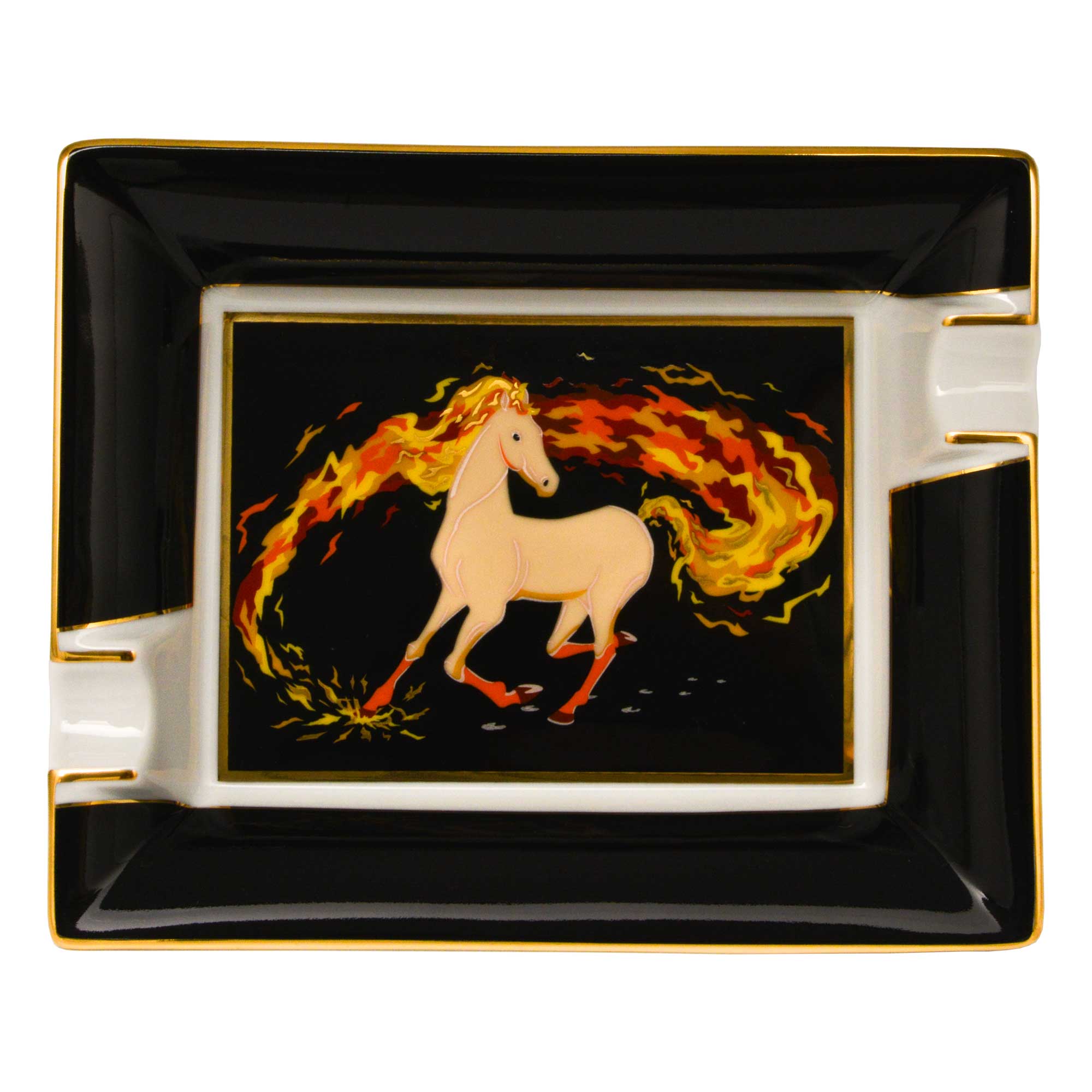 Elie Bleu Fire Horse askebeger porselen håndmalt