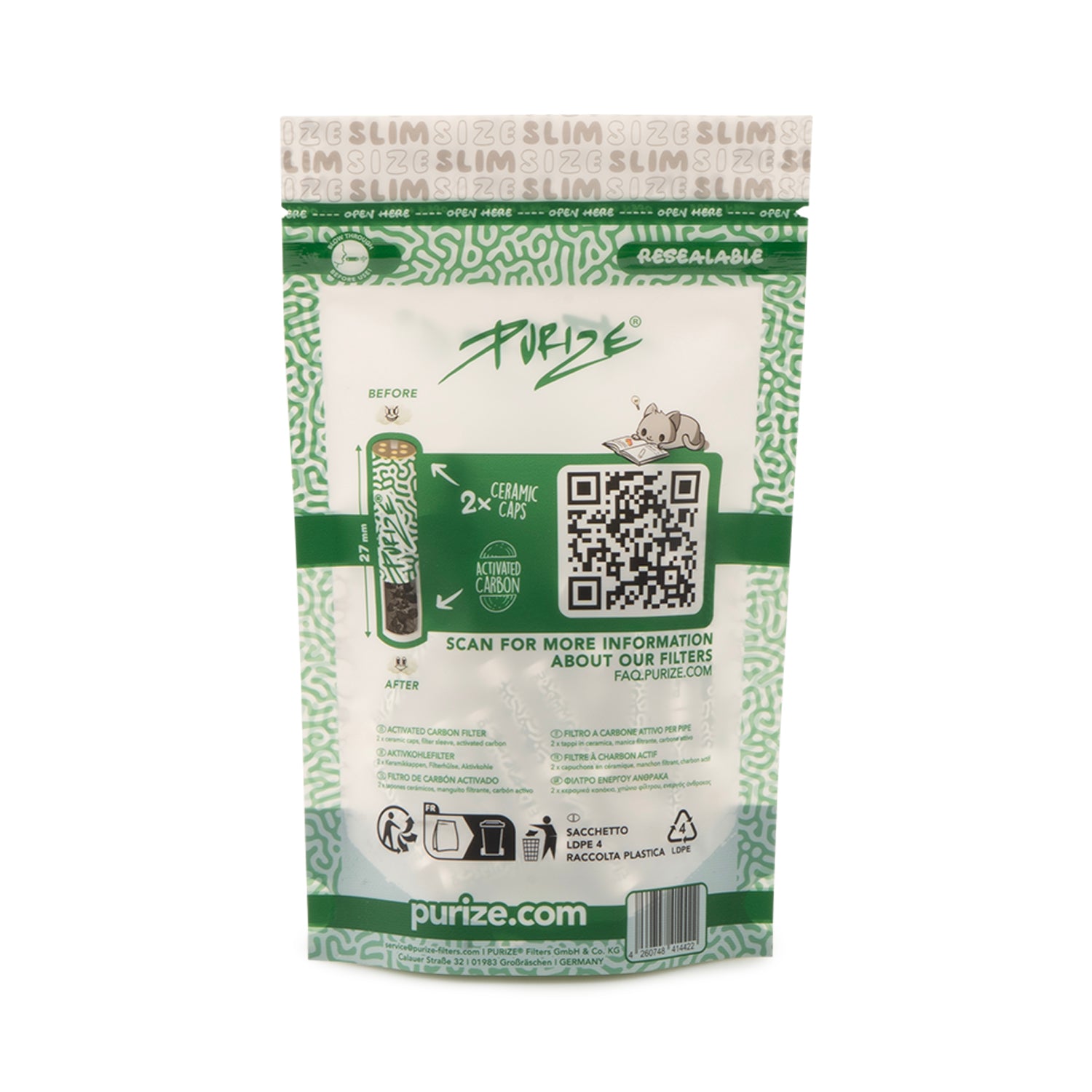 Purize Slim Size kullfilter 50 stk 7 mm kokoskull