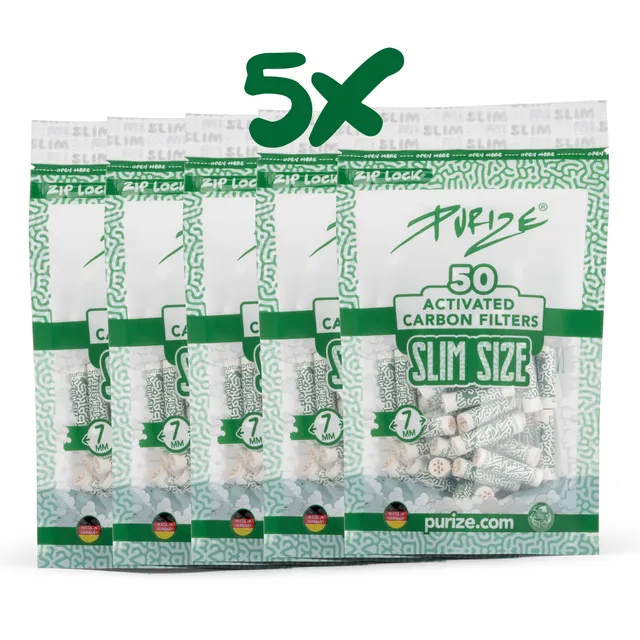 Purize Slim Size kullfilter 7 mm 250 stk kokos