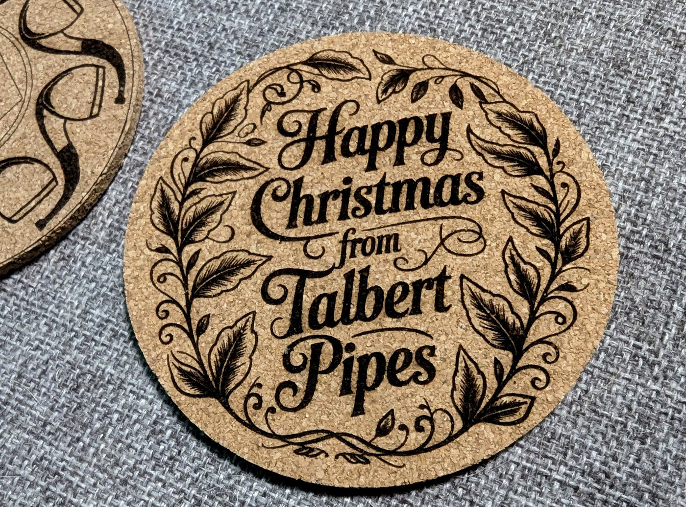 Talbert Pipes Happy Christmas coaster pipeunderlegg