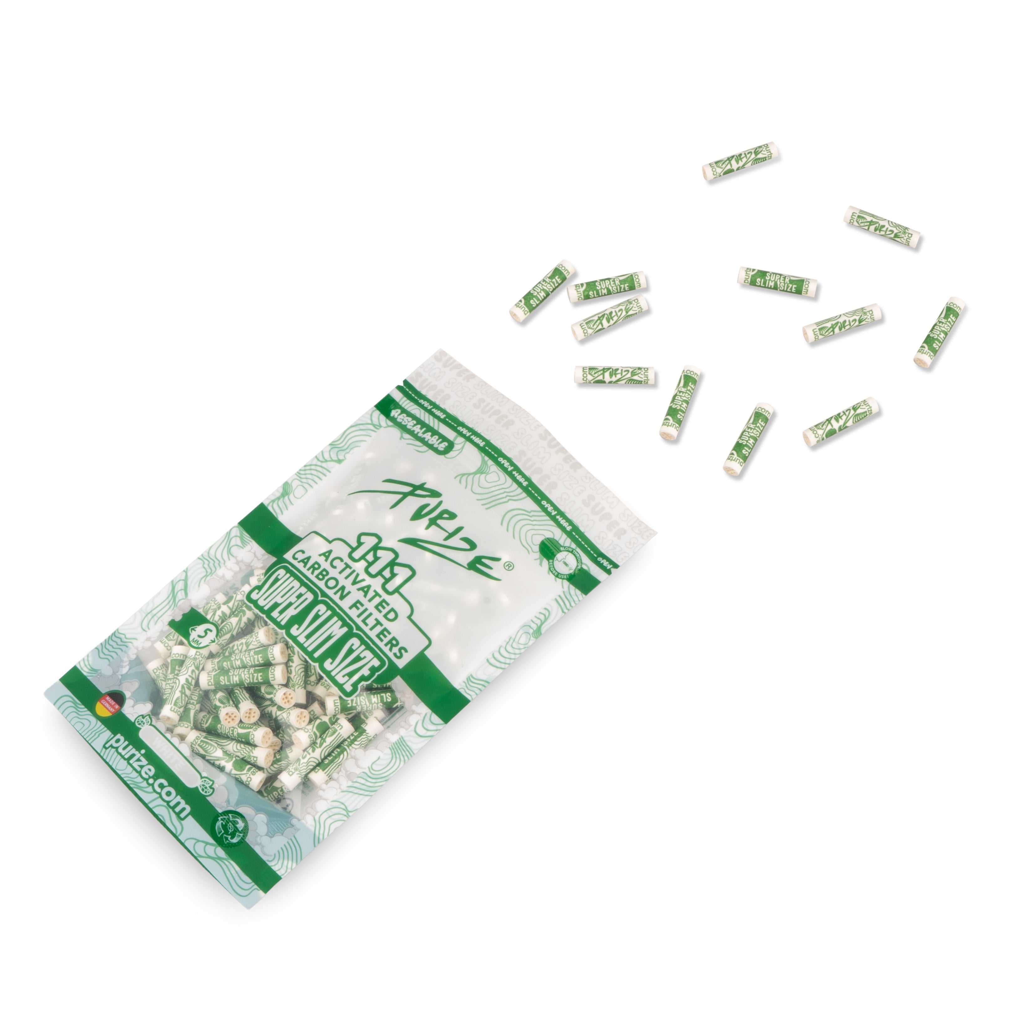 Purize Super Slim Size kullfilter 111 stk 5,5 mm hvit
