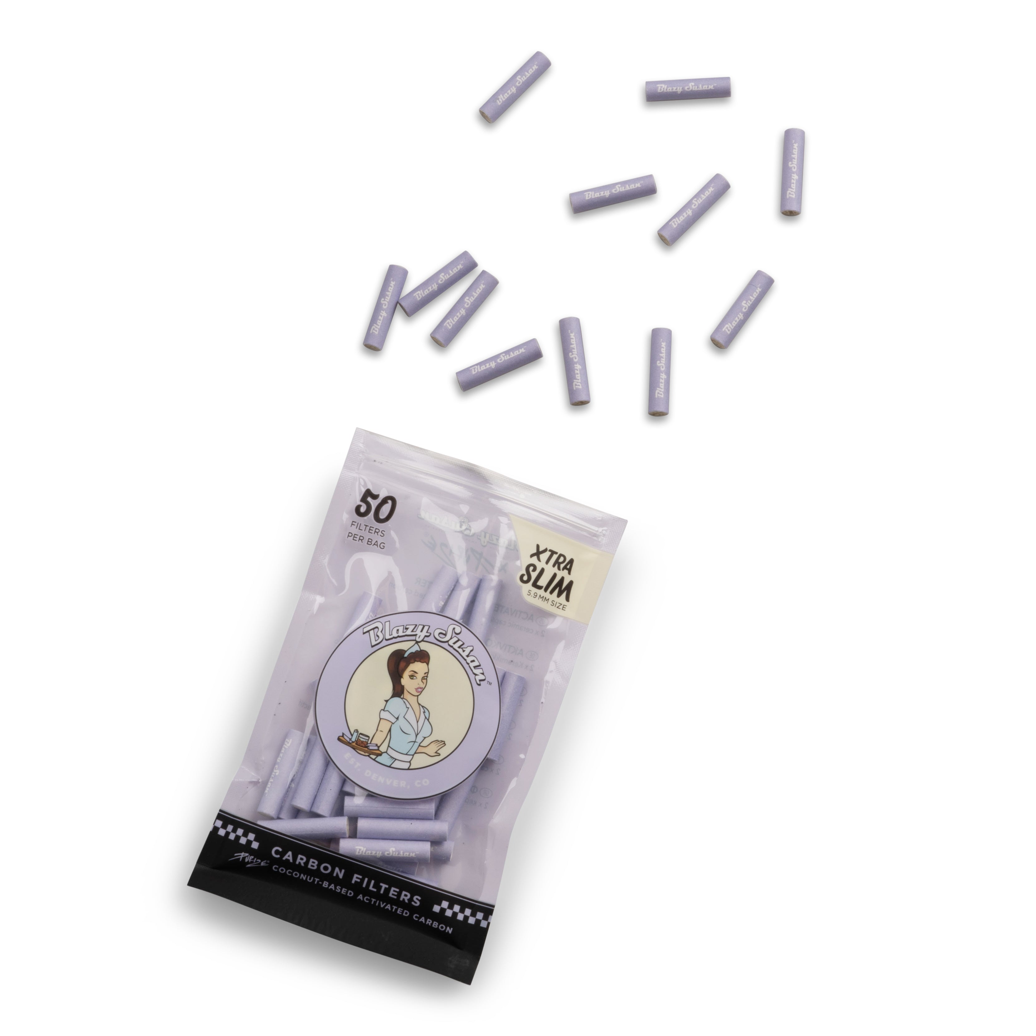 Purize XTRA Slim kullfilter rosa 50 stk 6 mm