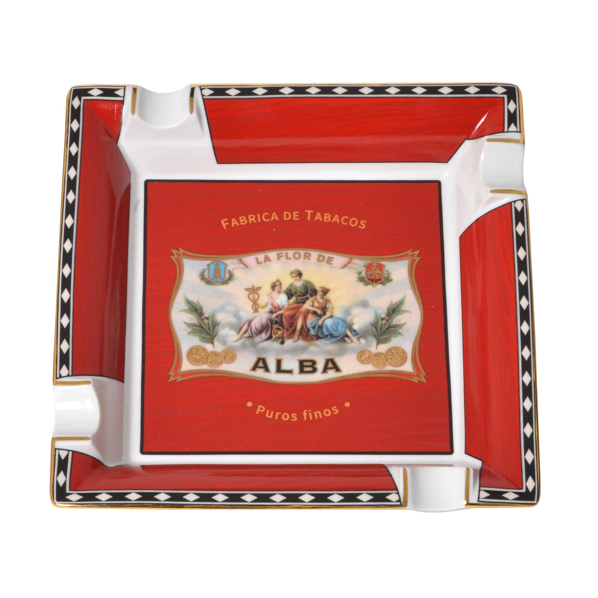 Elie Bleu Flor de Alba stort askebeger porselen – rød