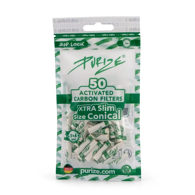 Purize XTRA Slim Conical aktivkullfilter 25 mm 50 stk