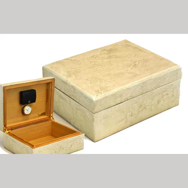 Mastro de Paja humidor 50 sigarer beige med hygrometer