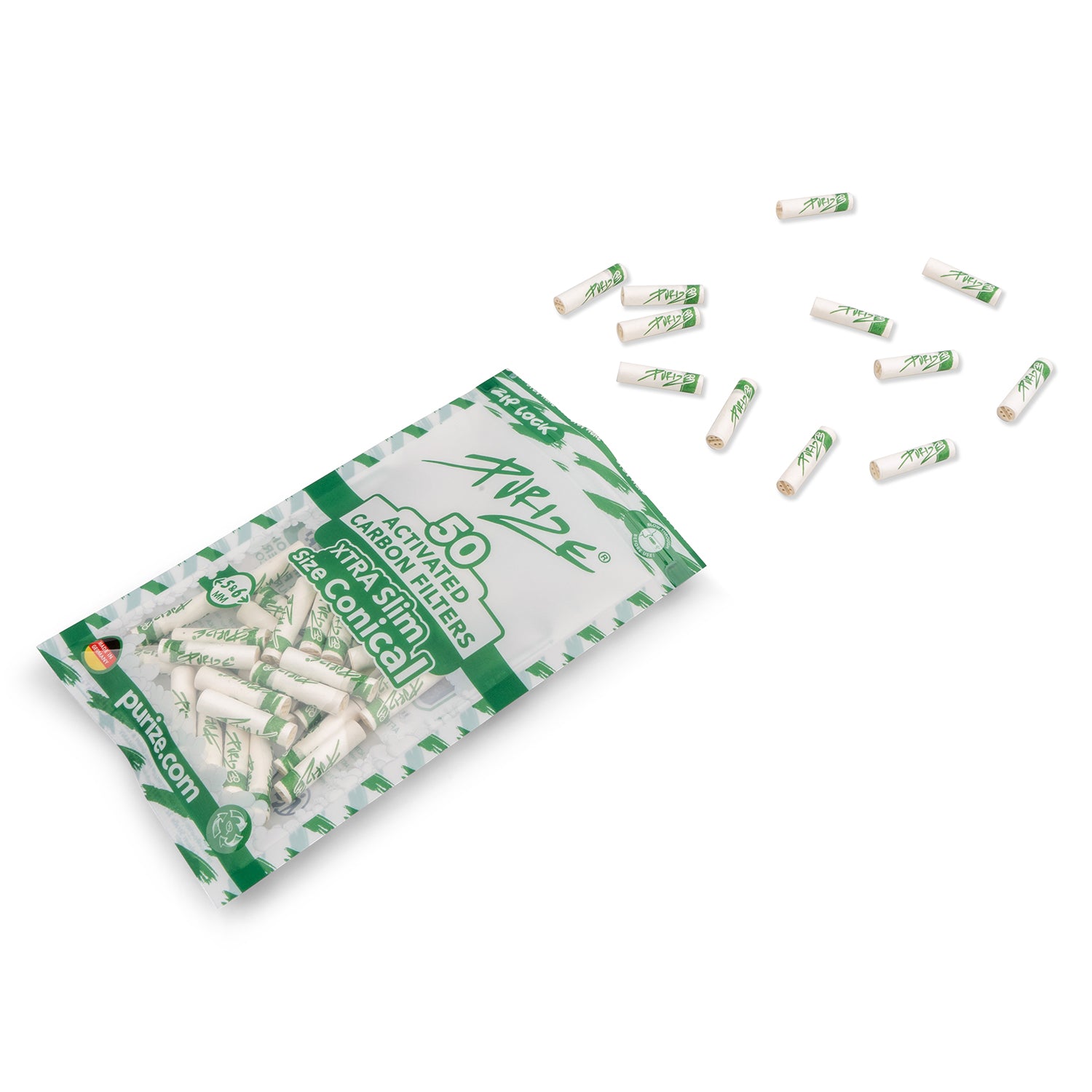 Purize XTRA Slim Conical aktivkullfilter 25 mm 50 stk