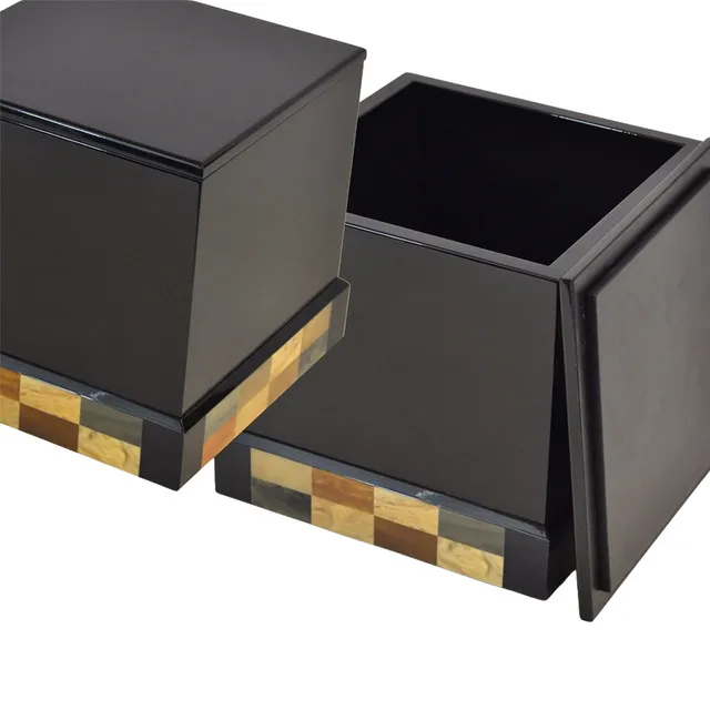 Mastro de Paja oppbevaringsskrin 24 cm svart lakkert unik