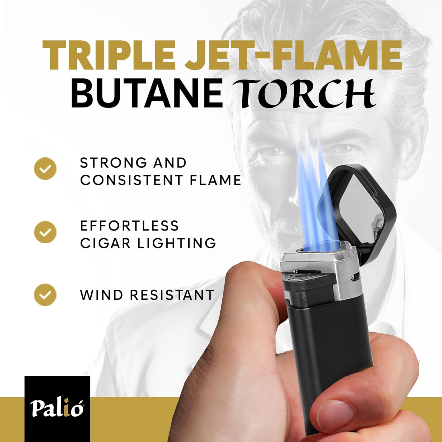 Palió Treo sigarlighter triple-jet rød stor tank flipplokk