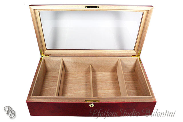 Bulentini humidor glasstopp stor sigarhumidor mahogni