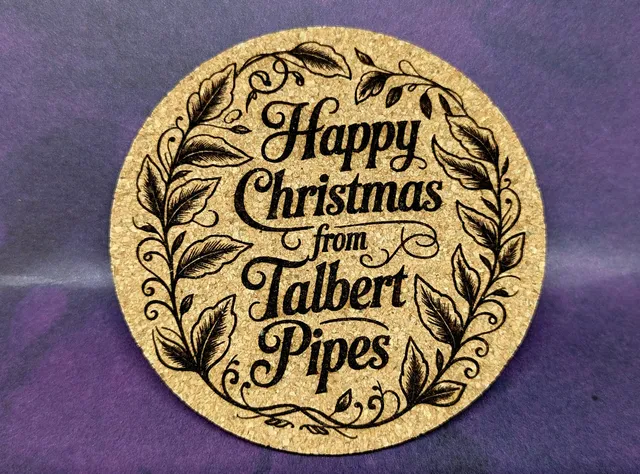 Talbert Pipes Happy Christmas coaster pipeunderlegg