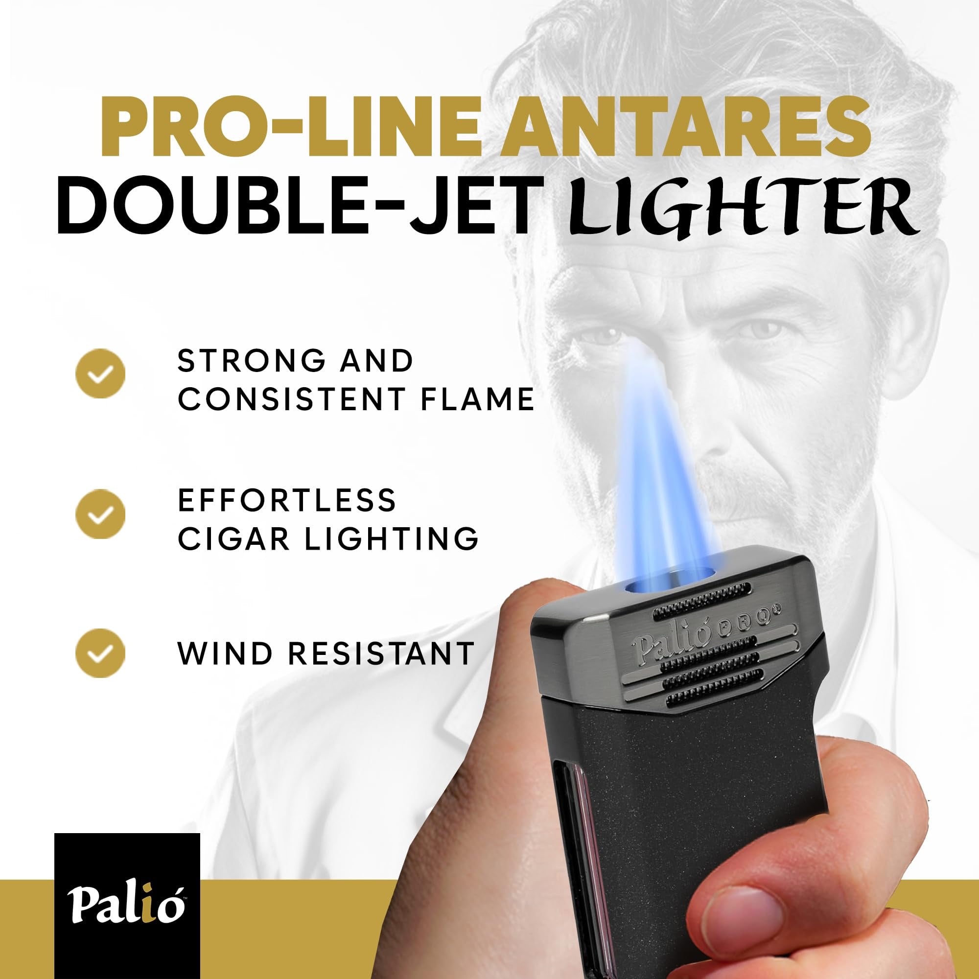 Palió PRO Antares sigartenner blå – dobbel jetflamme metall