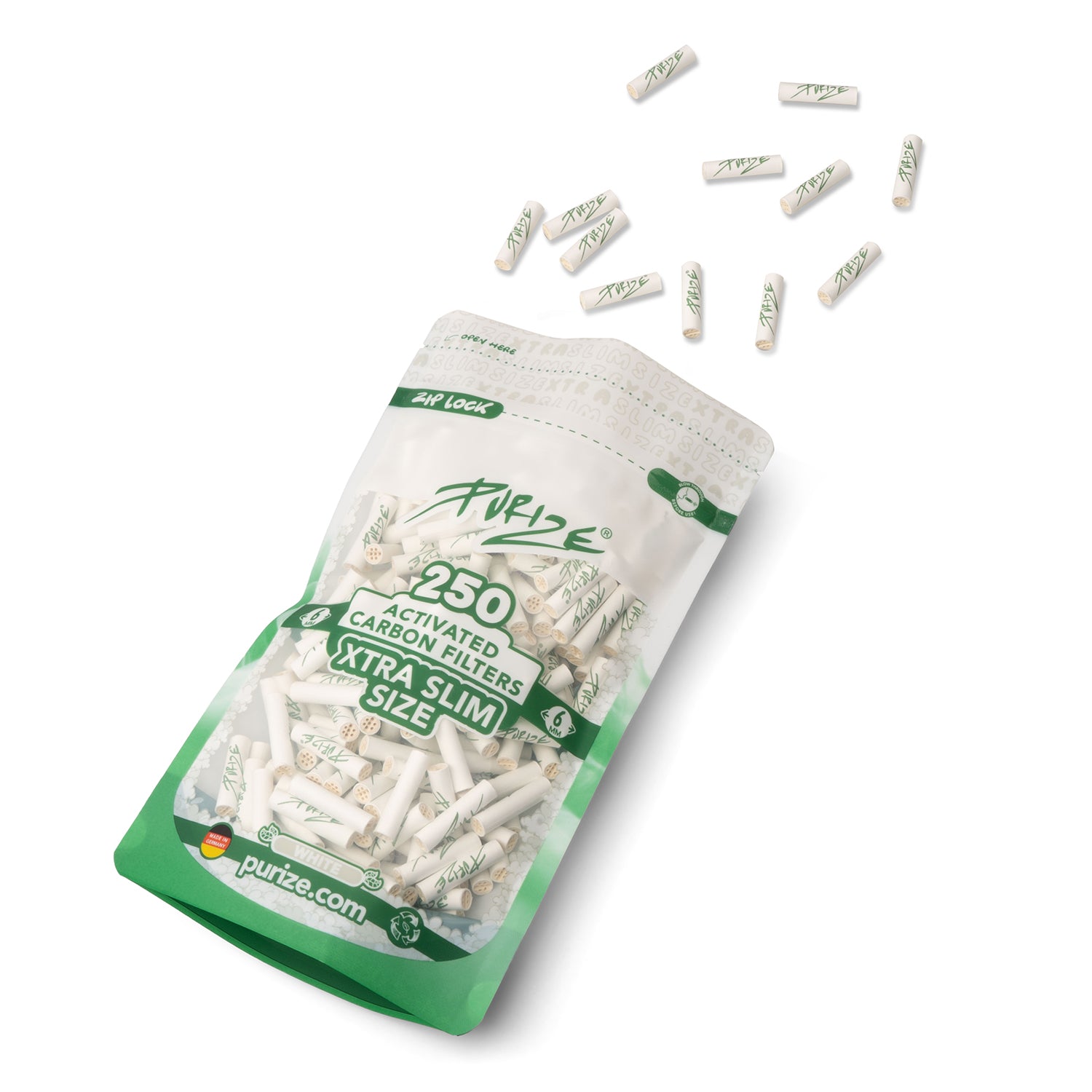 Purize XTRA Slim kullfilter 6 mm blå 250 stk kokoskull