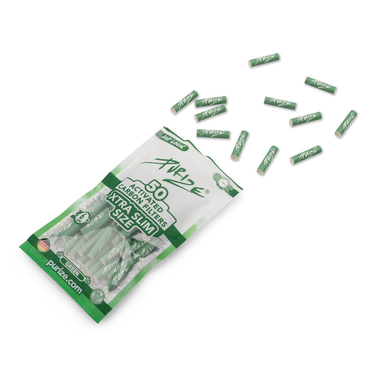 Purize XTRA Slim Size aktivkullfilter 6 mm 50 stk pose