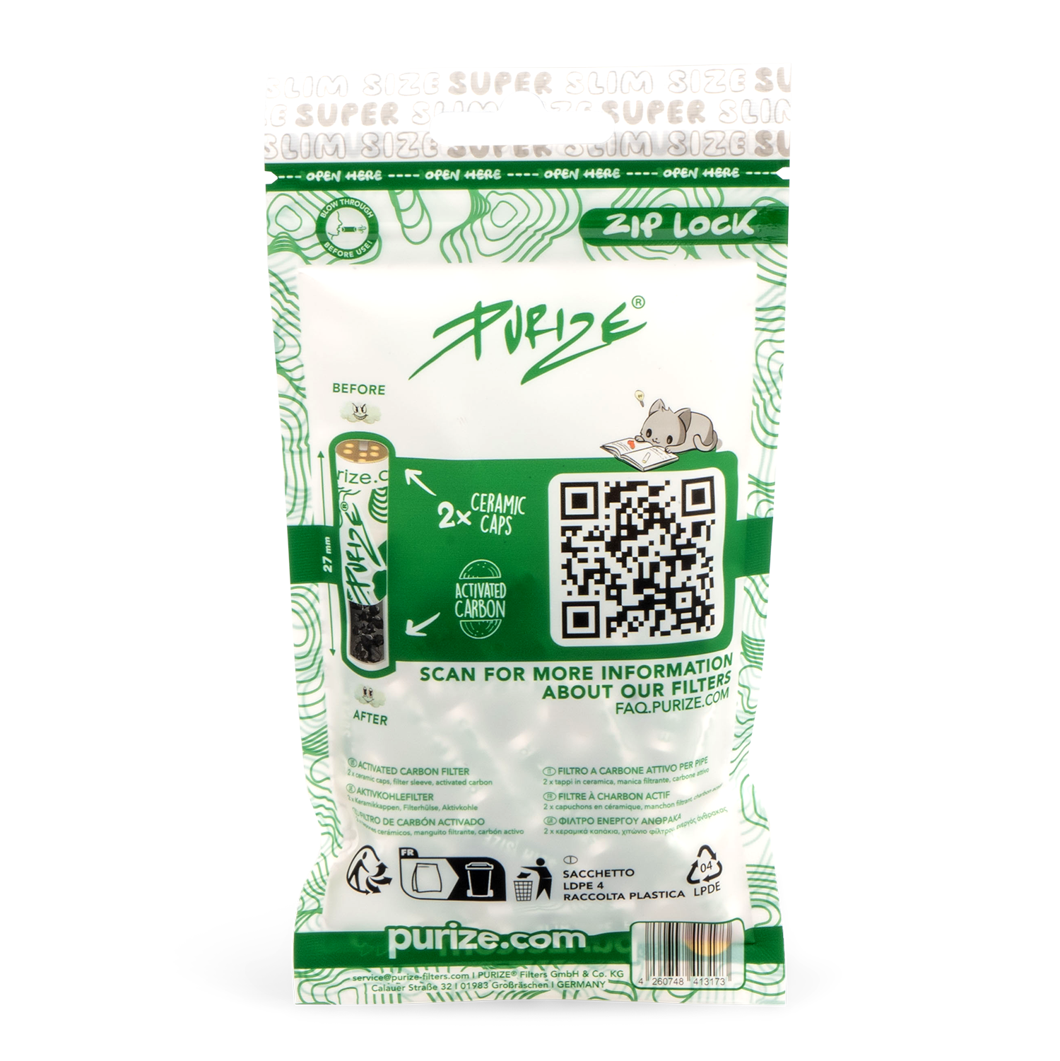 Purize Super Slim Size aktivkullfilter 5,5 mm 50 stk kokos