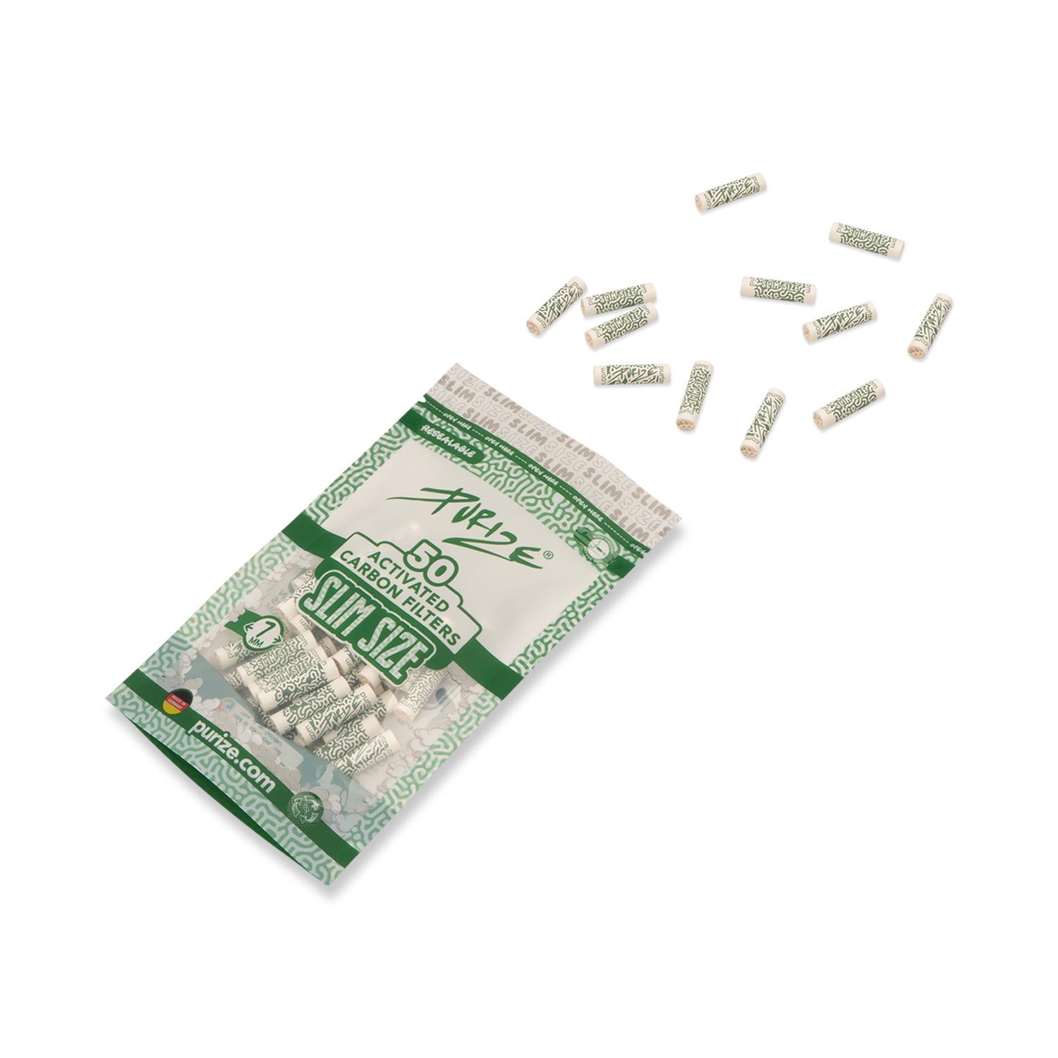 Purize Slim Size kullfilter 50 stk 7 mm kokoskull