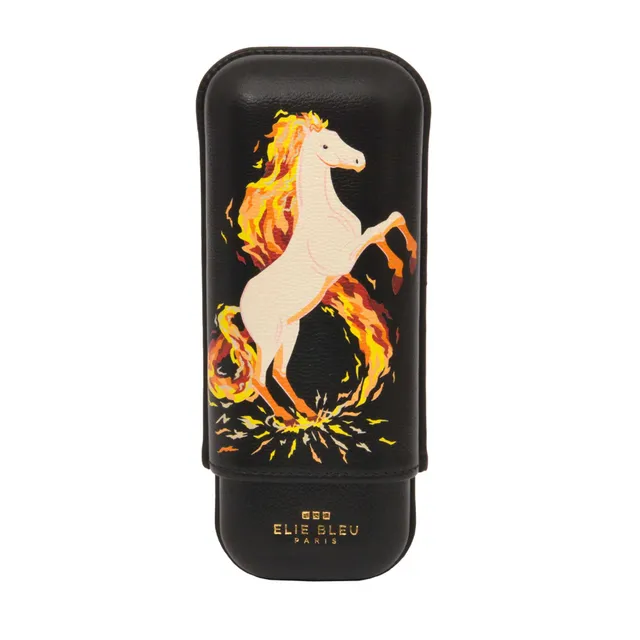 Elie Bleu Fire Horse sigaretui lær 2 sigarer