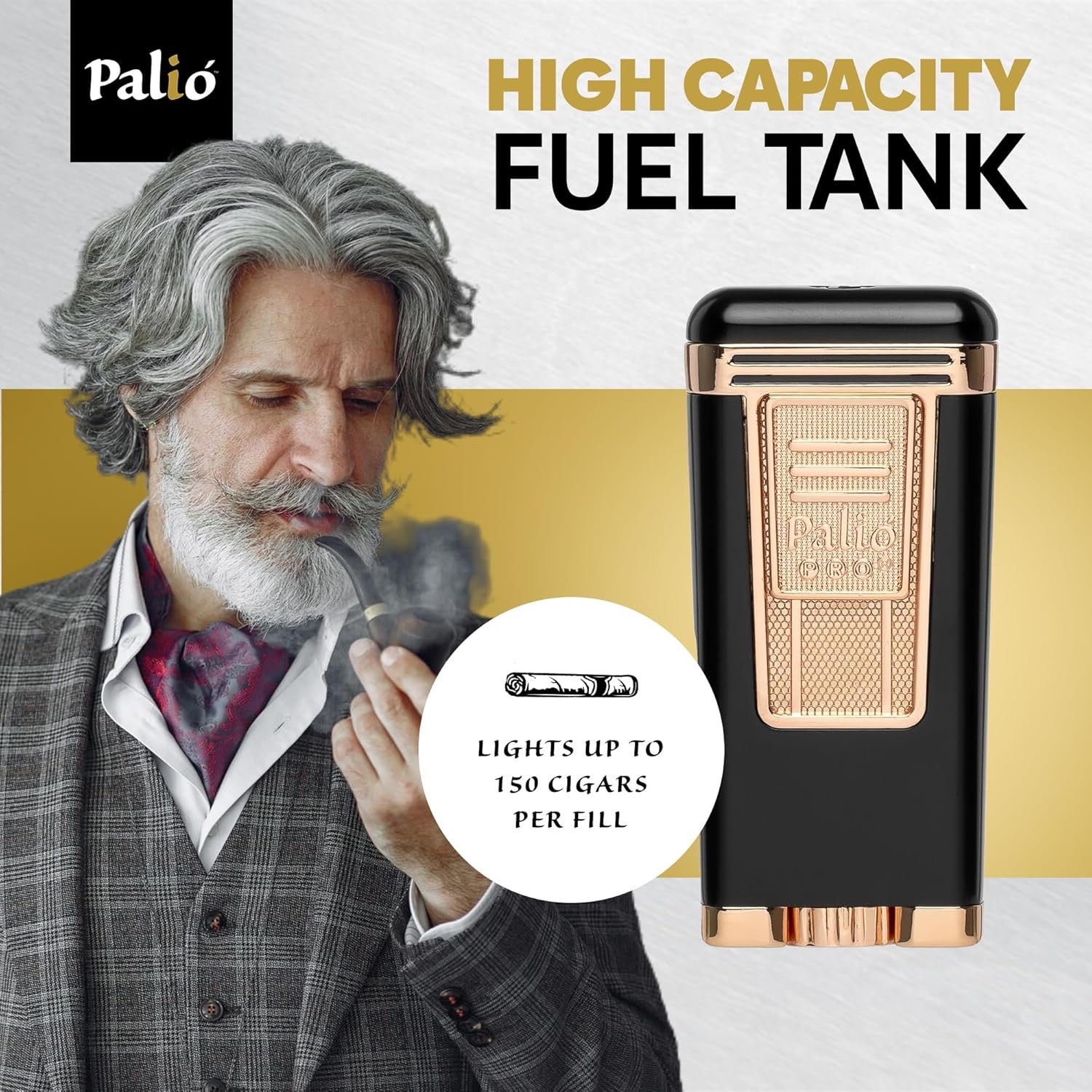 Palió PRO Polaris sigarlighter triple-jet svart/rosegull vindfast