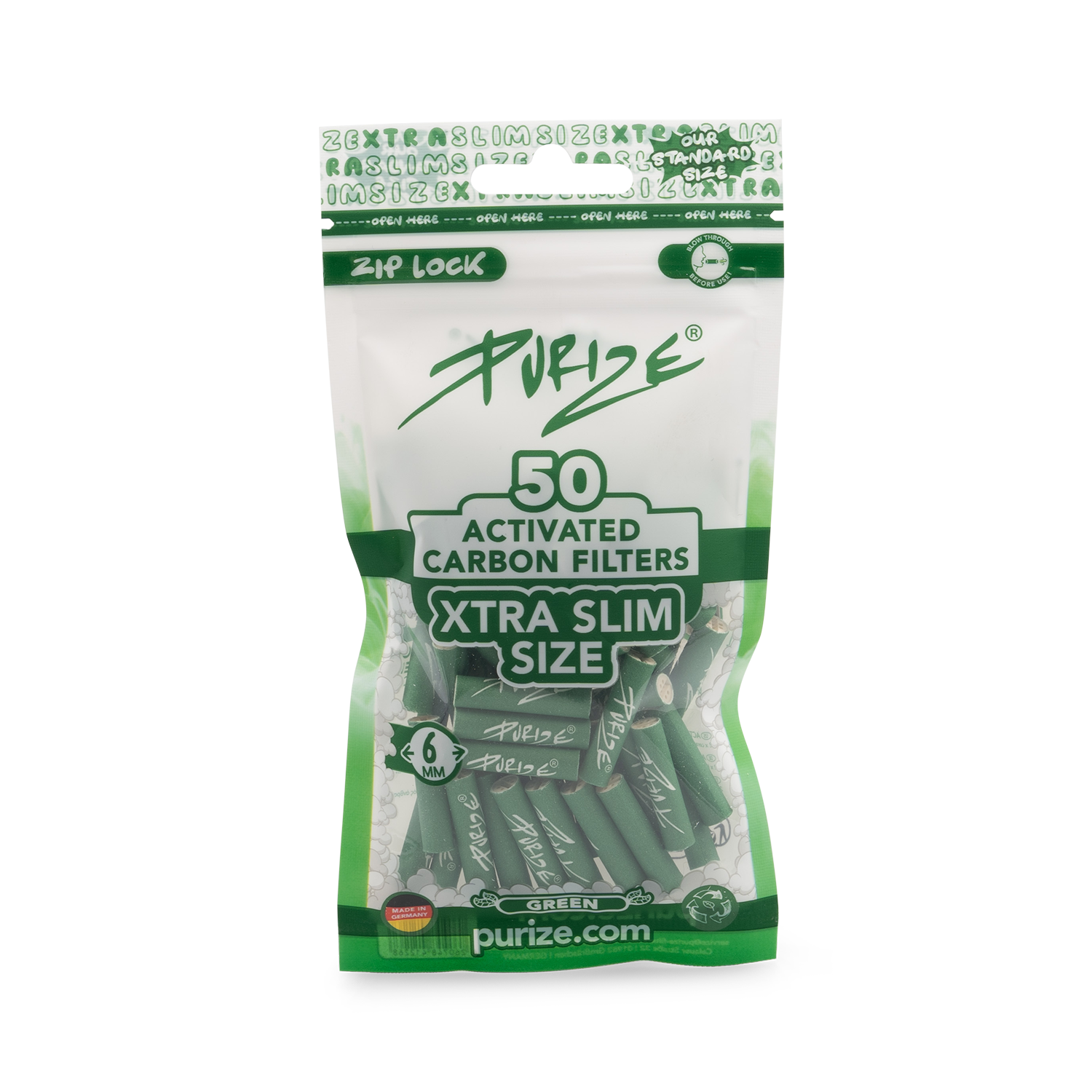 Purize XTRA Slim Size aktivkullfilter 6 mm 50 stk pose